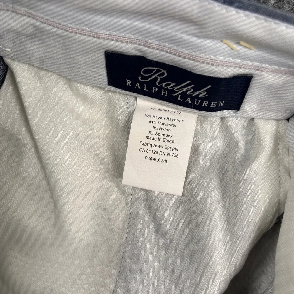 Ralph Ralph Lauren Pleated Dress Pants Men 36x32.5 Blue Gray Cuffed Quiet Luxury